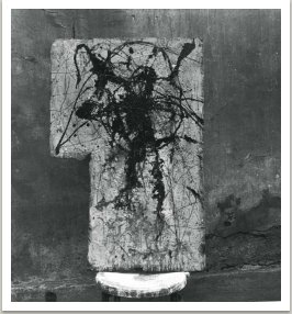 Bez názvu, 1963, olej a email na překližce, cca 80x50 cm