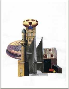 Nové stavby vzniklé koláží nejrůznějších architektonických prvků, 1986 