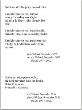 Okřídlená hovénka, Erotické básně, nakl. Litera Praha, 1996