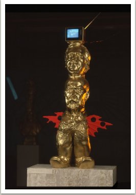 Otcové vlasti II., 1990, akryl, dřevo, kov,umělá hmota, 120x50x40 cm 