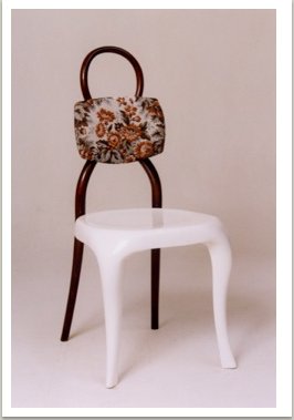 Židle “New Thonet”, 90. léta, dřevo, polstrování, umělá hmota