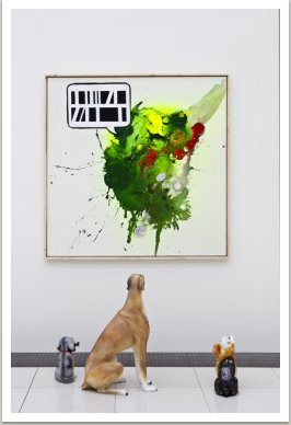 Comics, 2013, akryl a papírová hmota na plátně, 140x140 cm