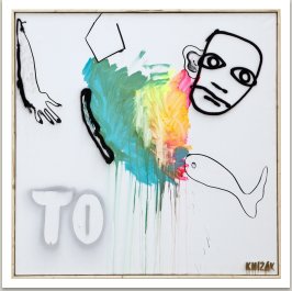 Milostný příběh, 2012, akryl a uhel na plátně, 190x190 cm