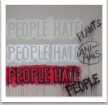People hate people, 2017, akryl, uhel, sprej na plátně, 190x190 cm