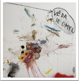 VĚDA JE OMYL 2022, akryl a uhel na plátně, 13x130 cm